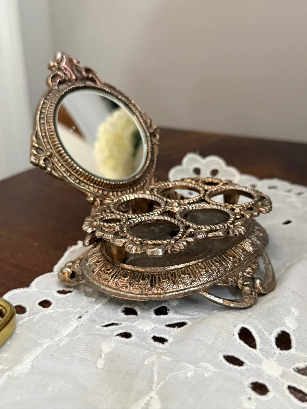 Vintage Celeste Hollywood Regency lipstick holder with mirror.